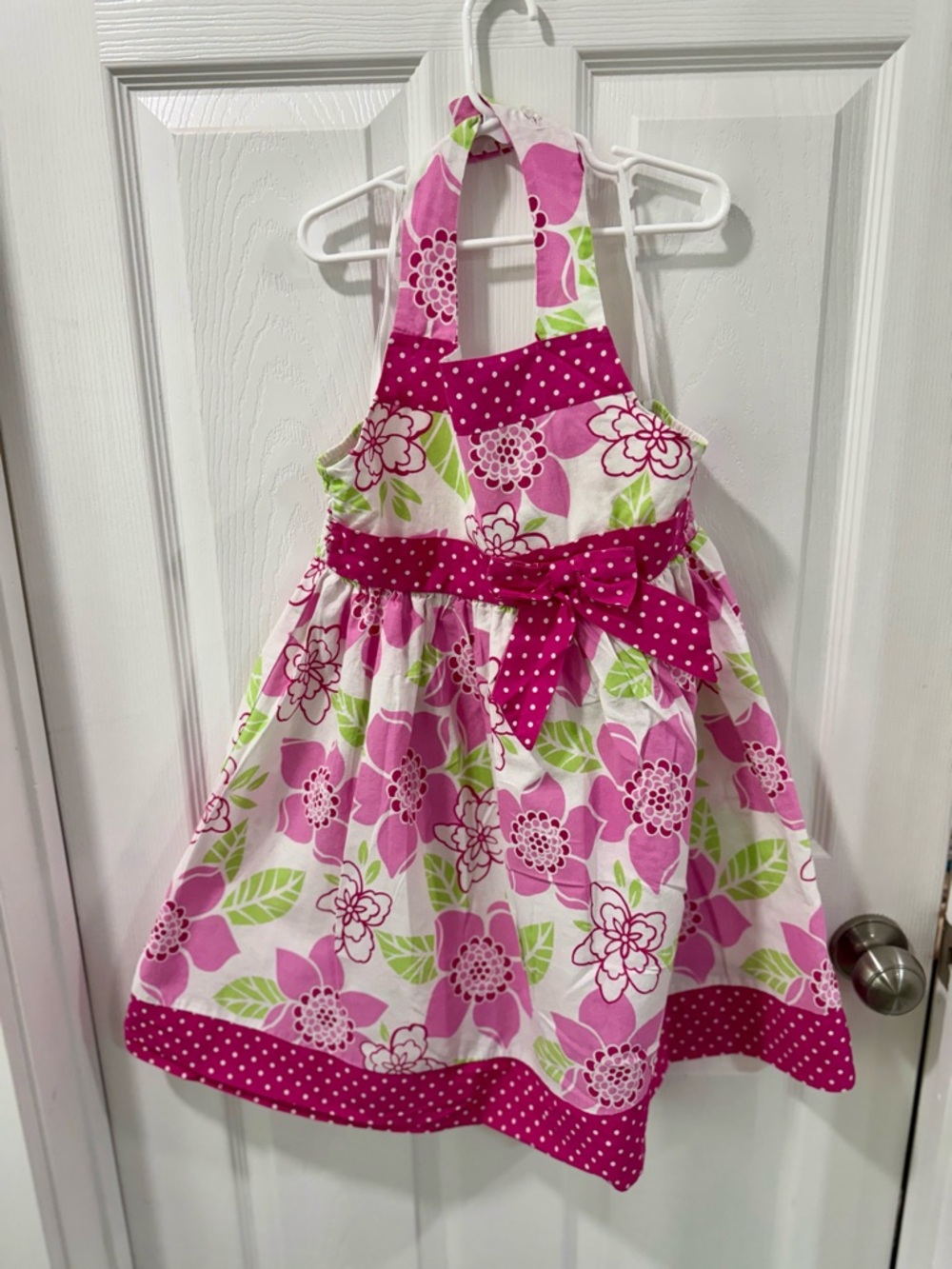 Rare Editions Pink and White Floral Halter Dress